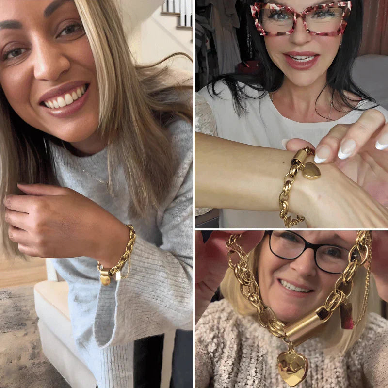 Bransoletka z Grubą Zawieszką w Kształcie Serca (Damskie)