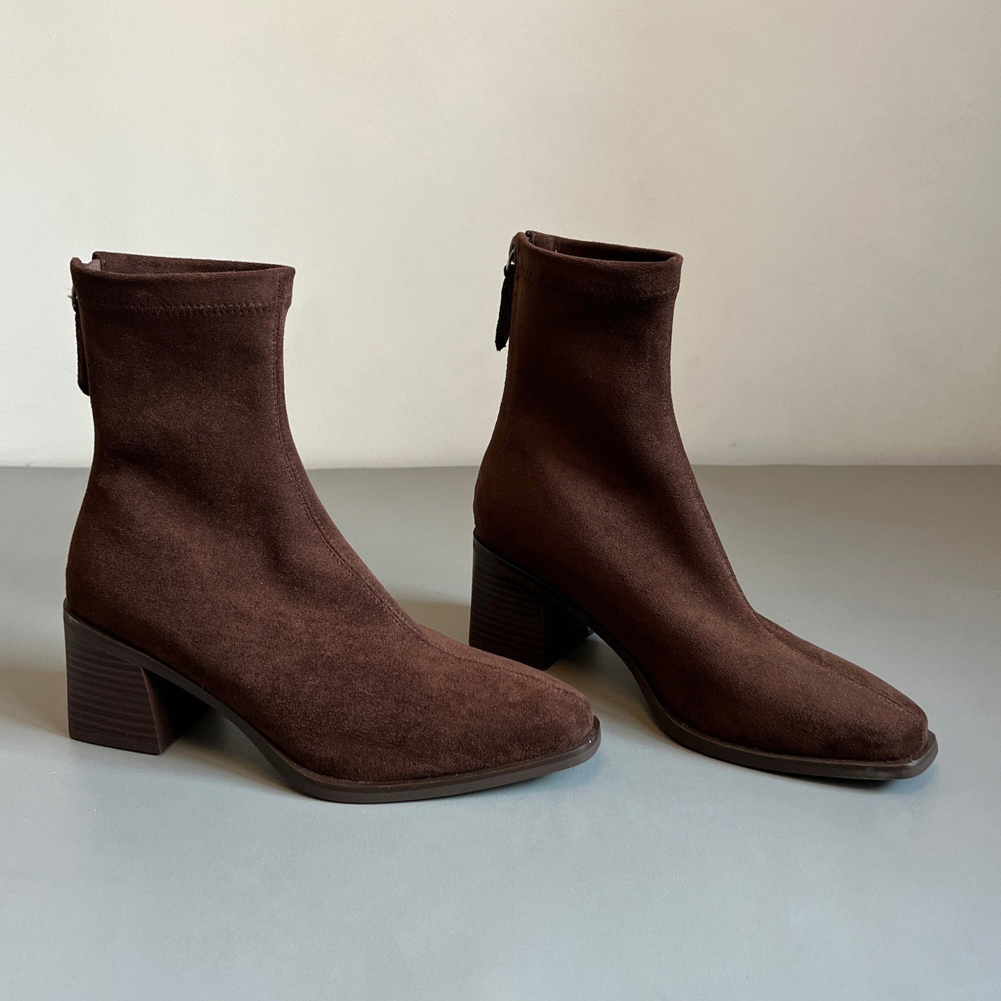 Zamszowe Zimowe Botki z Bocznym Zamkiem (Damskie)