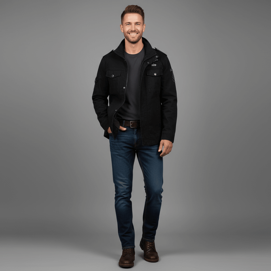 Bawełniana Kurtka Cargo Wiosenna (Męska)