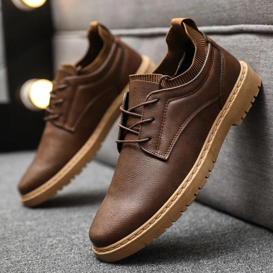 Casualowe Skórzane Buty z Gumową Podeszwą (Męskie)