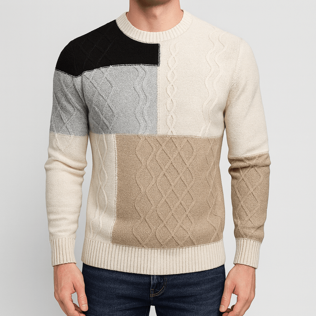 Patchworkowy Zimowy Sweter (Męski)