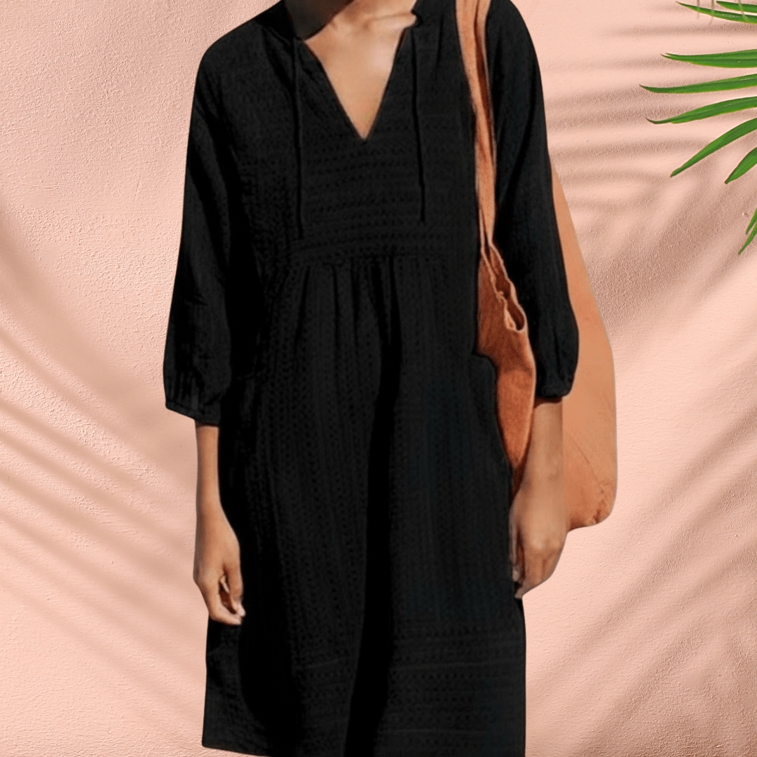 Damska Letnia Lekka Sukienka Tunika z Dekoltem V