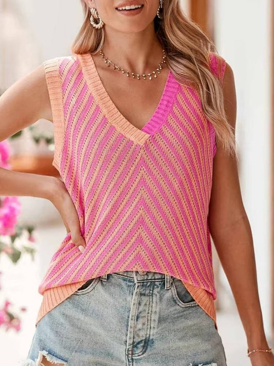 Damski Letni Casual Bez Rękawów Dzianinowy Top
