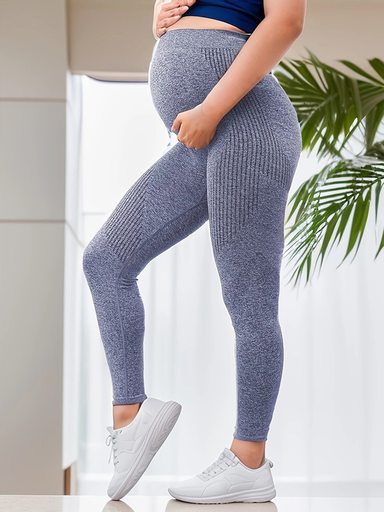 Damskie Letnie Ciążowe Bezszwowe Wysoki Stan Elastyczne Fitness Legginsy