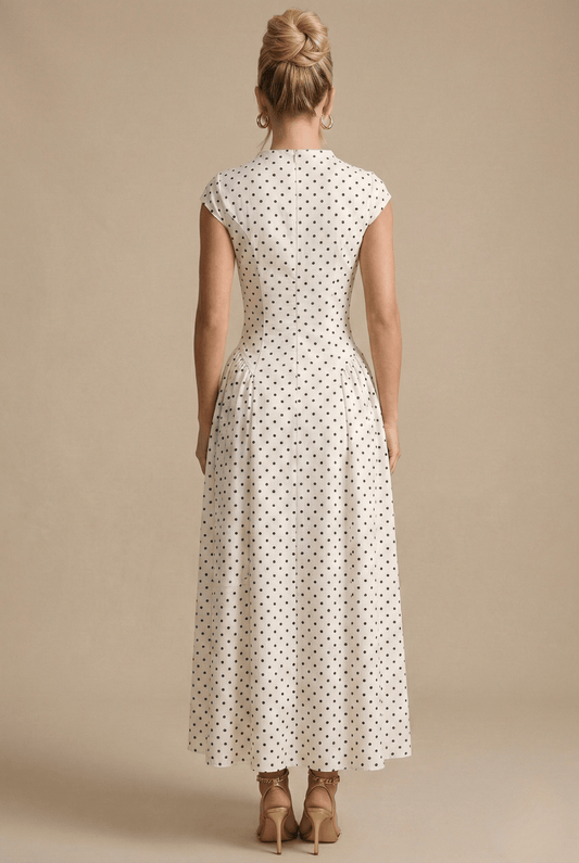 Damskie Letnie Eleganckie Polka Dot Maxi Sukienka