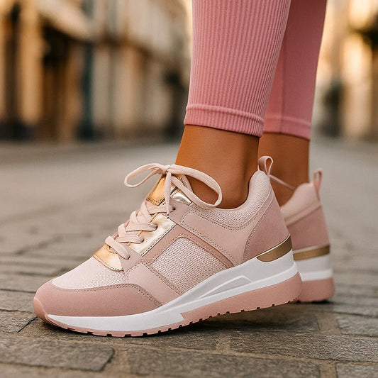 Damskie Letnie Koturnowe Metaliczne Perforowane Codzienne Platformowe Sneakersy