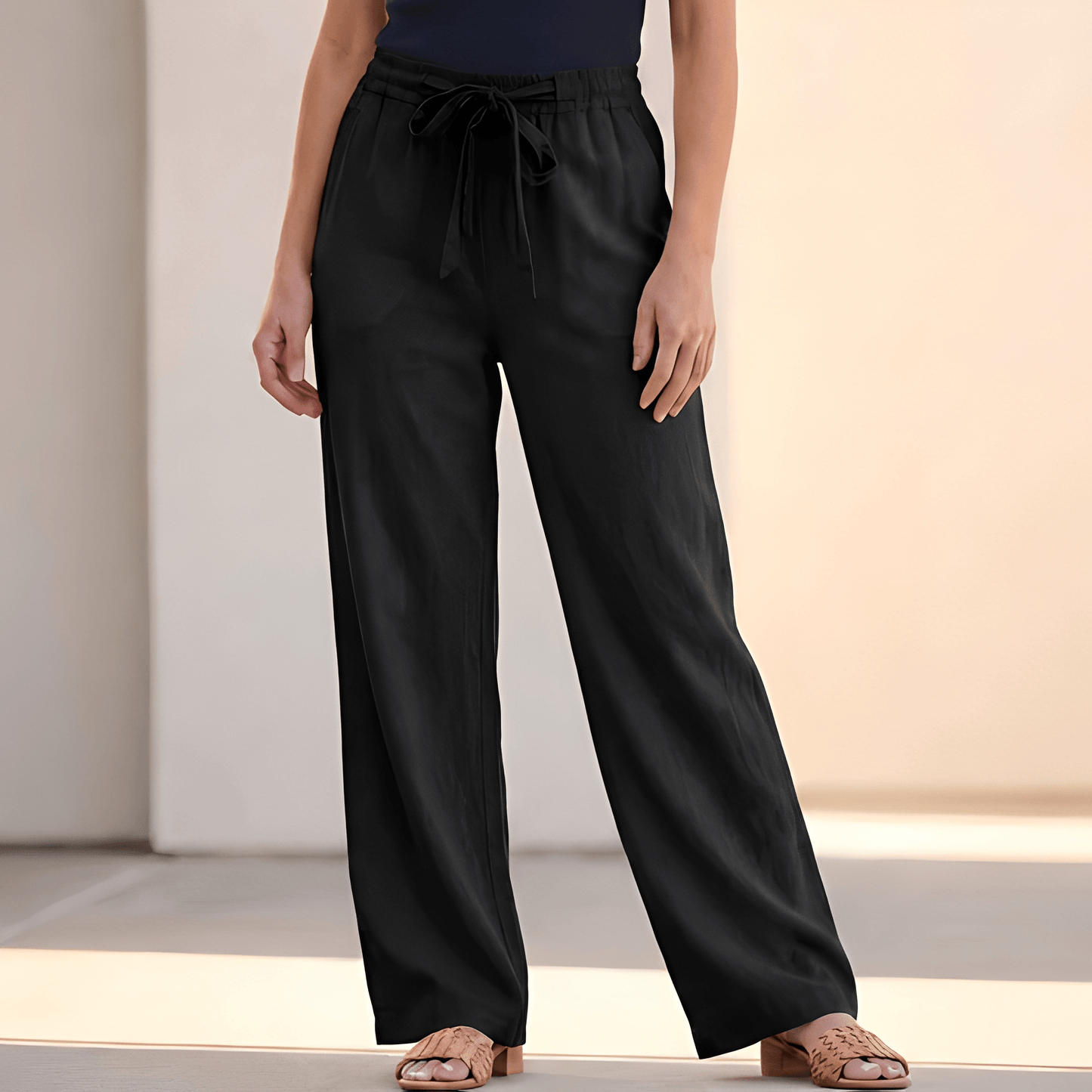 Damskie Letnie Luźne Spodnie z Troczkiem