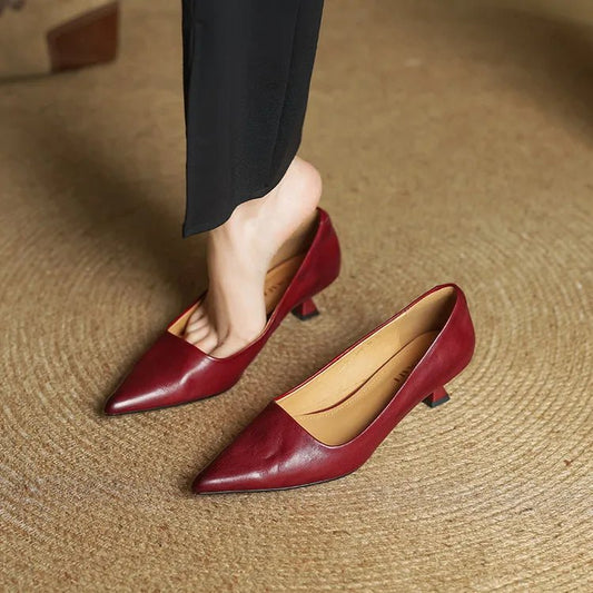 Damskie Letnie Skóra Eleganckie Klasyczne Szpiczasty Nosek Szpilki