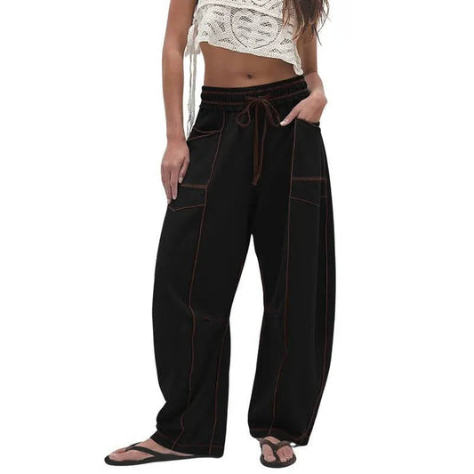 Damskie Letnie Szerokie Nogawki Casual Spodnie Dresowe