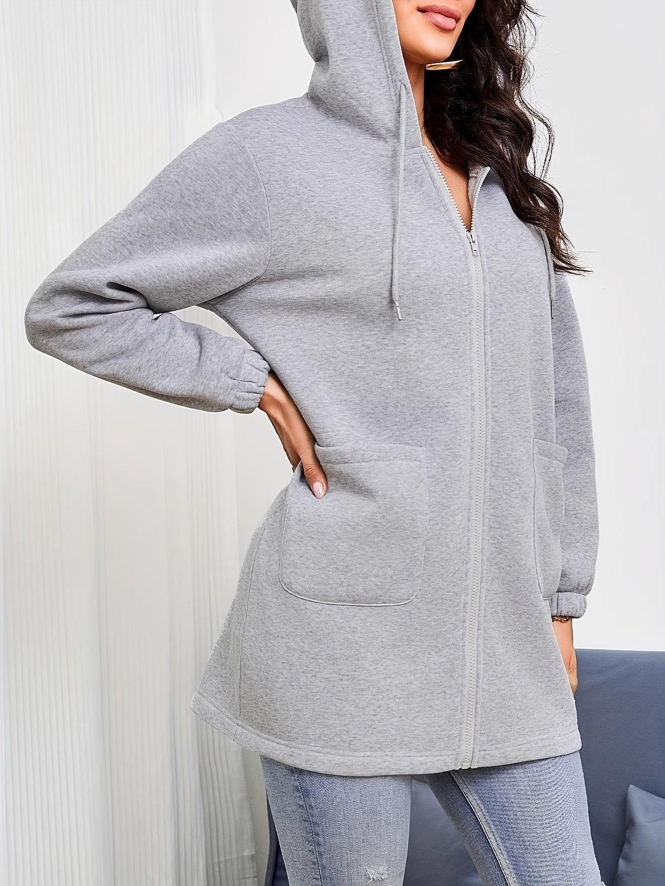 Langer Hoodie met Rits (Dames)