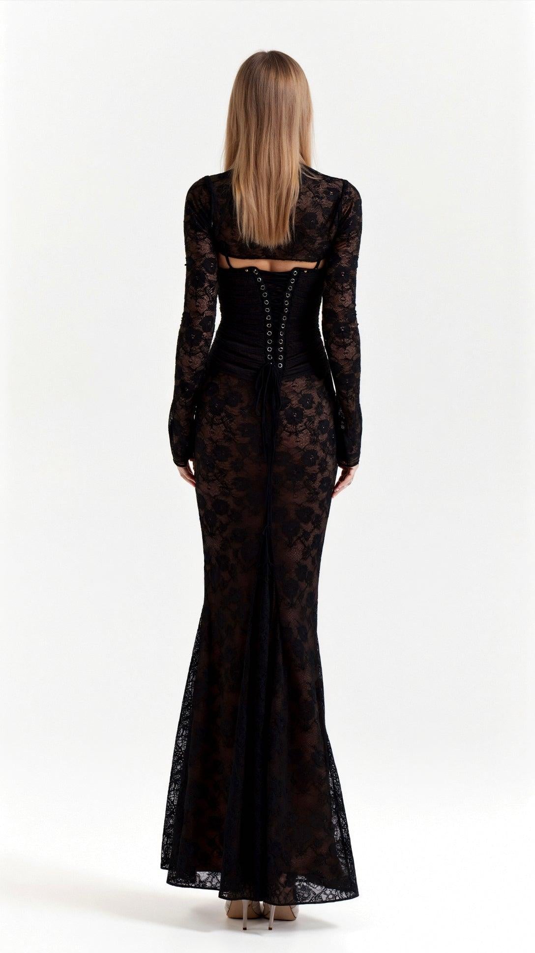 Robe Maxi en Dentelle – Style d'Hiver (Femme)