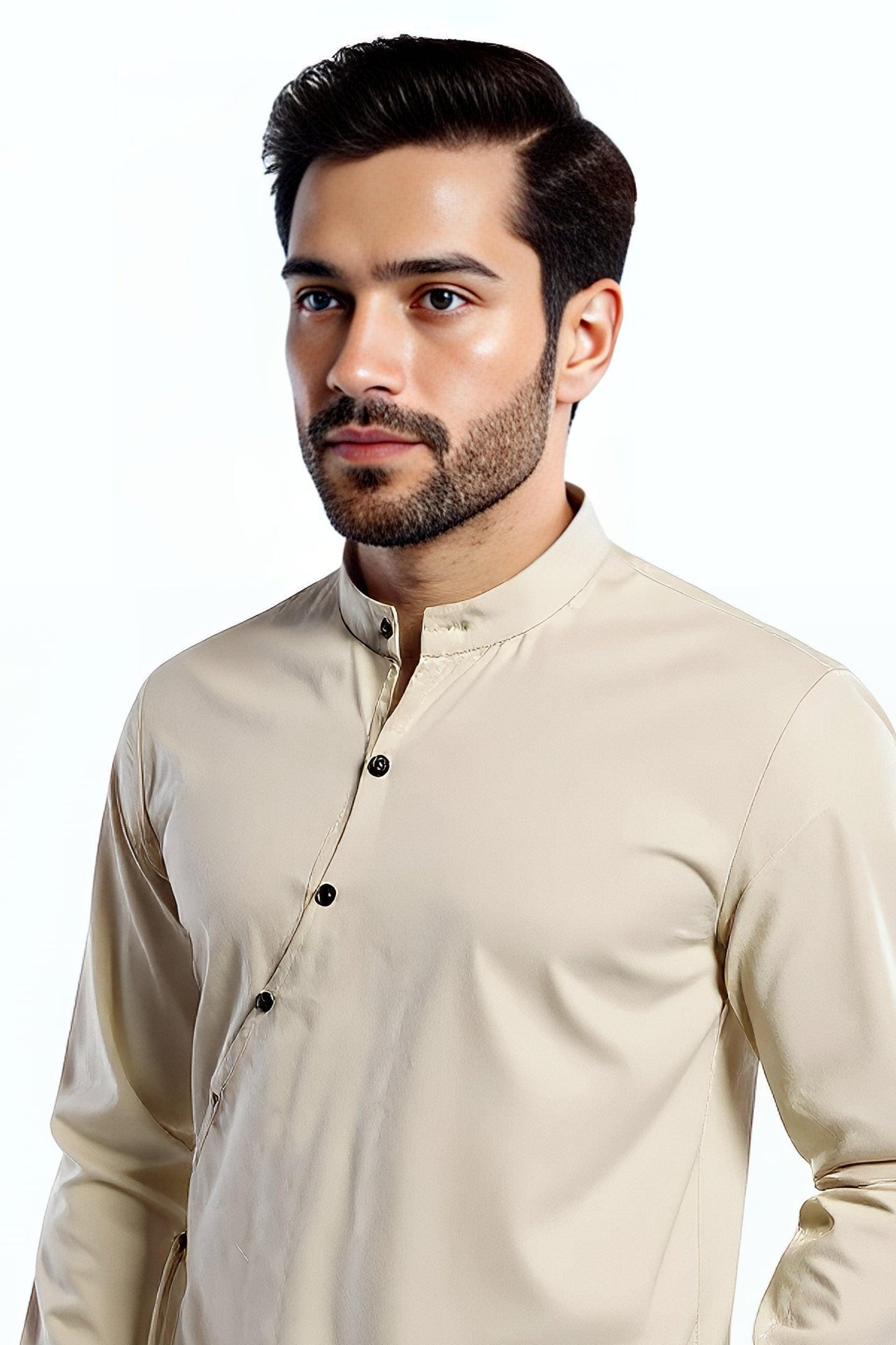 Chemise avec col asymétrique | The Hiro – Beige