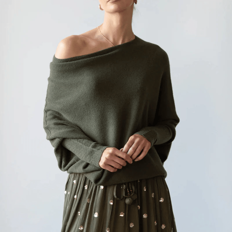 Pull ample pour femmes avec épaules dénudées - Stylé et confortable