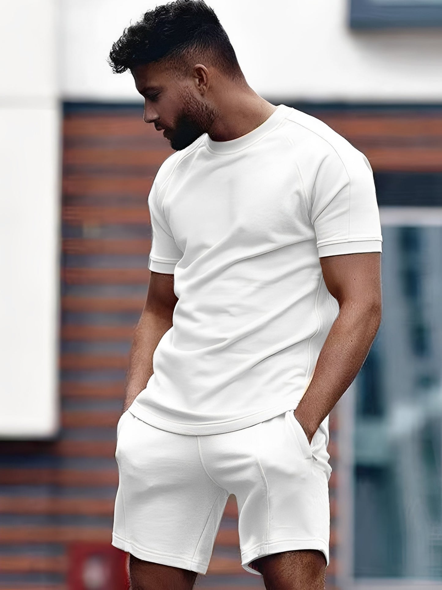 Męski Letni Casual Krótki Rękaw Zestaw T-Shirt i Szorty