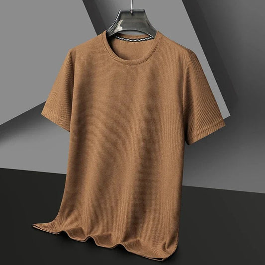 Męski Letni Waflowy Dzianinowy Krótki Rękaw T-Shirt