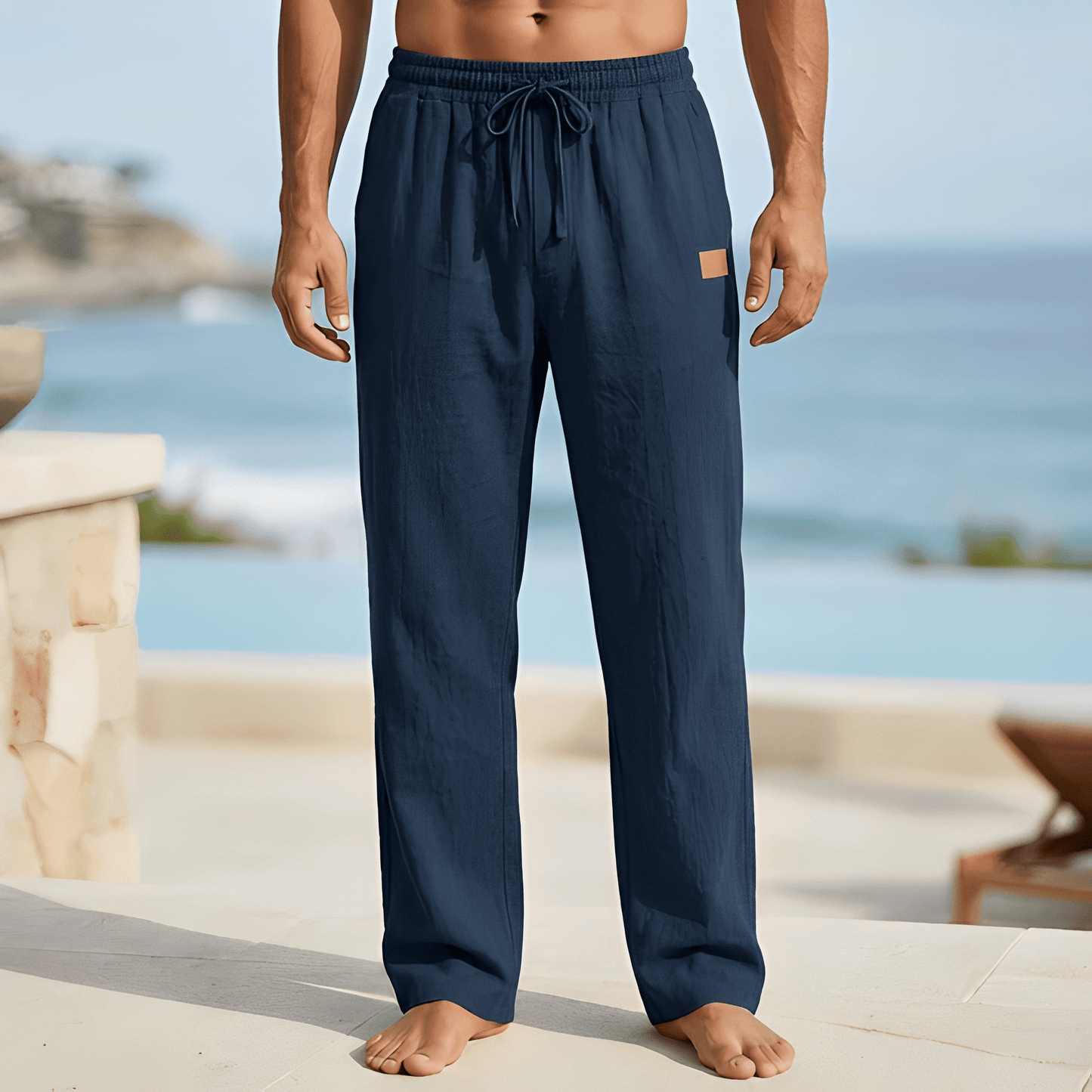 Męskie Letnie Luźne ze Sznurkiem Spodnie