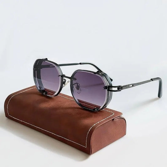 Męskie Letnie Steampunk Geometryczne Okulary Przeciwsłoneczne