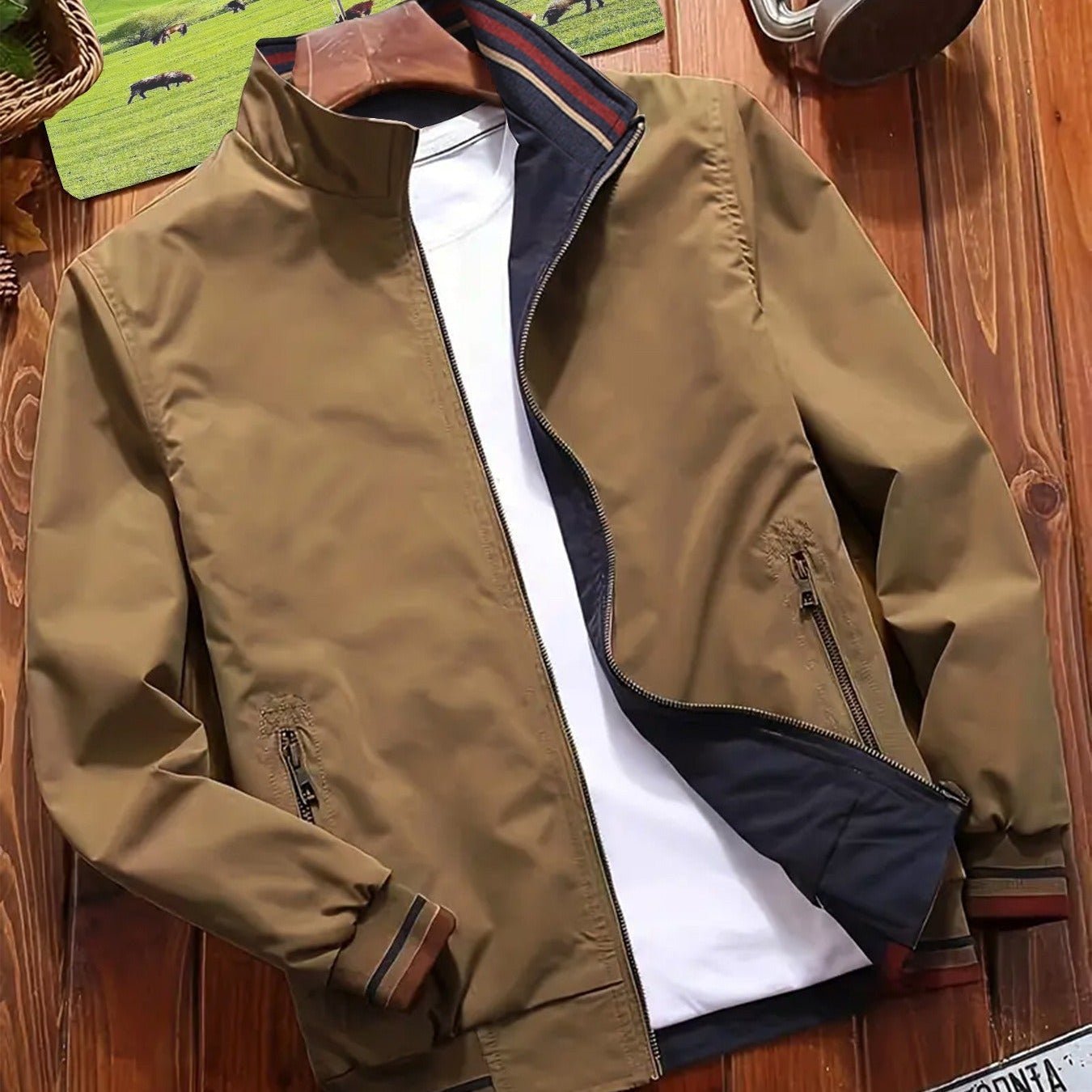 Wiosenna Lekka Kurtka Casual na Zamek Miejski Styl (Męska)