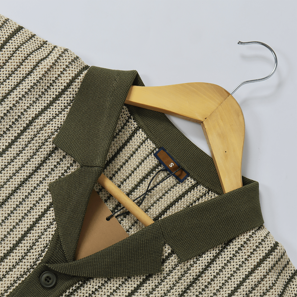 Lente Heren Retro Shirt met Knopen en Geribd Patroon (Heren)