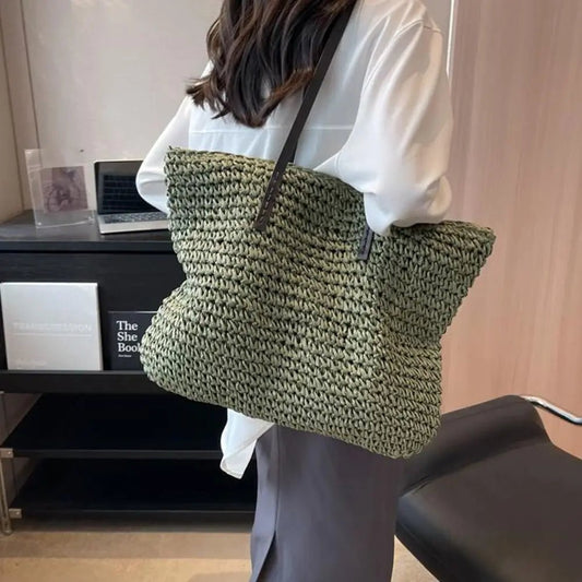 Torba Letnia Pleciona Shopper Duża Naturalna (Damska)