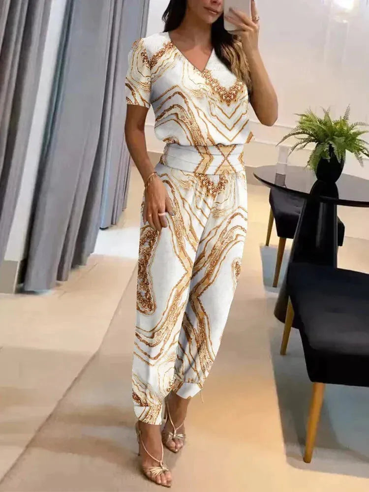 Ensemble Deux Pièces de Printemps avec Tunique et Pantalon Large (Femme)