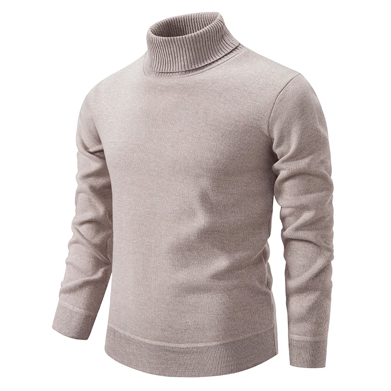 Beige turtleneck sweater on a white background