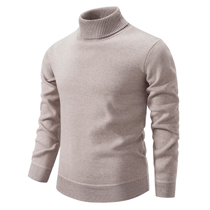 Beige turtleneck sweater on a white background