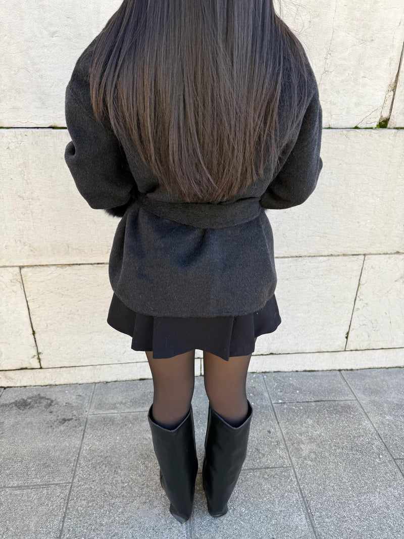 Zimowy Elegancki Wełniany Płaszcz Długi (Damski)