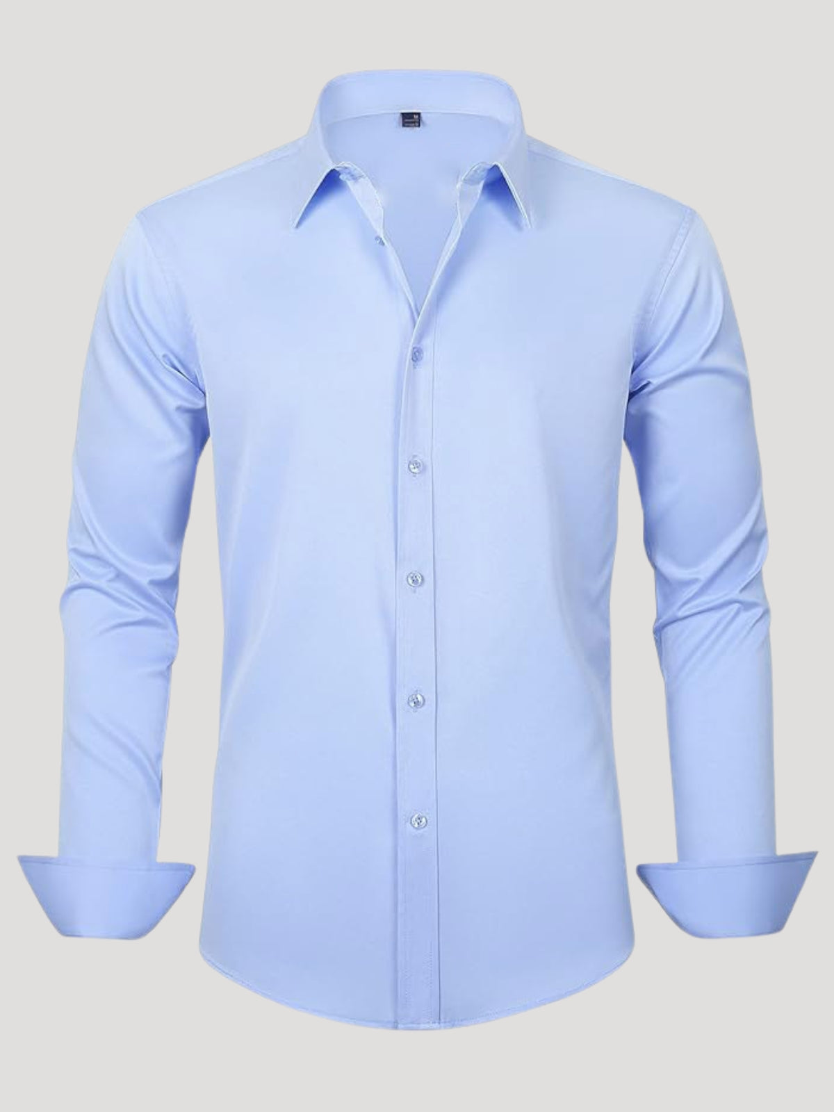 Light blue dress shirt on a light gray background