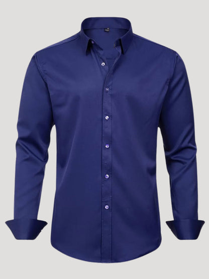 Blue dress shirt on a gray background
