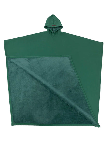 Green hooded poncho on a white background
