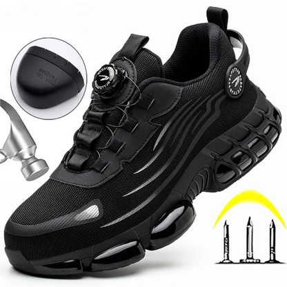 Black sneaker with additional components on a white background