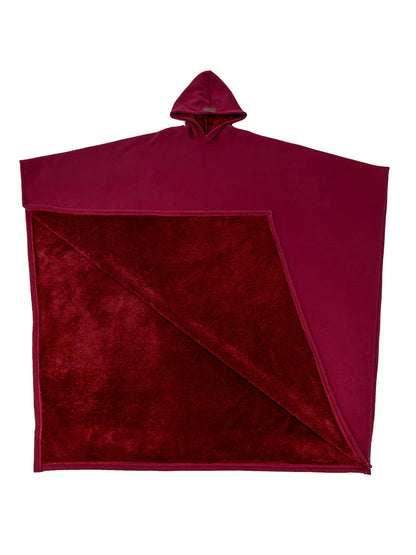 Red hooded poncho on a white background