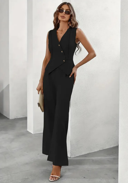 Elegancki dwuczęściowy garnitur bez rękawów dla kobiet