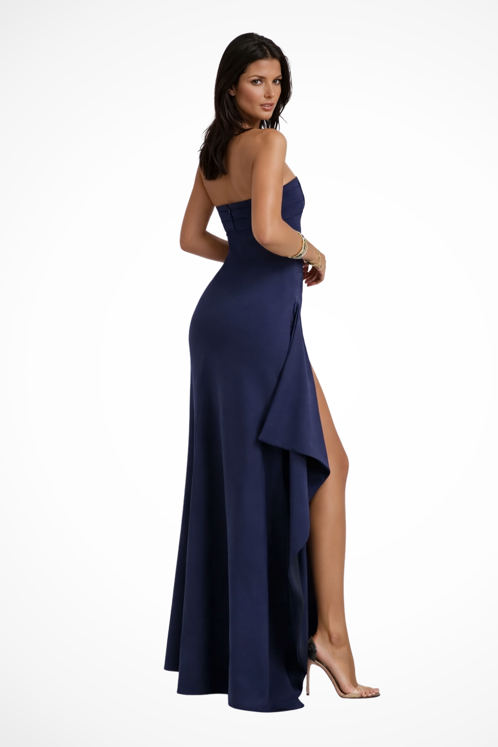 Damska Letnia Bez Ramiączek Rozcięcie Elegancka Maxi Sukienka