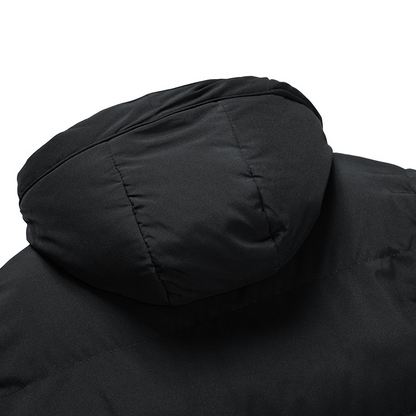 Gruba Długa Kurtka Puchowa z Kapturem i Kieszeniami (Męska)