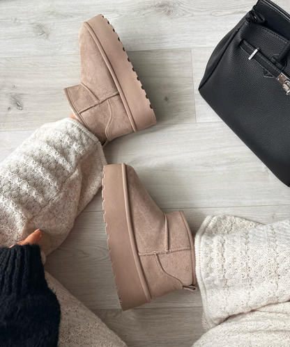 Ciepłe Camelowe Botki Zimowe (Damskie)