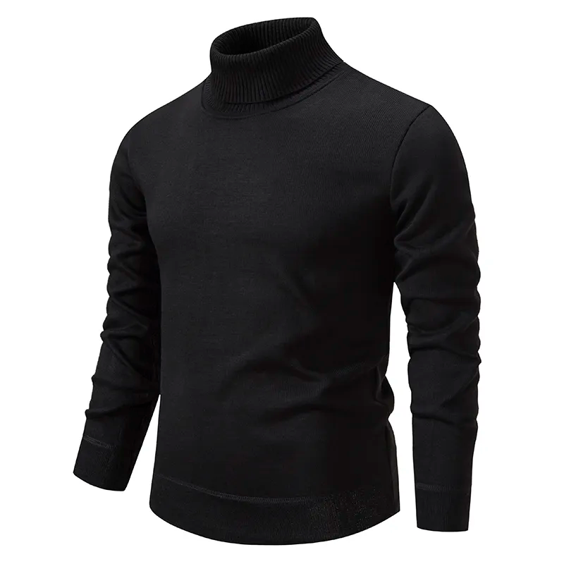 Black turtleneck sweater on a white background