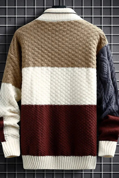 Patchworkowy Zimowy Sweter z Golfem (Męski)