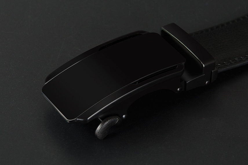 Black belt with a buckle on a dark background