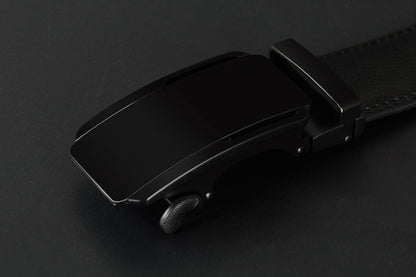 Black belt with a buckle on a dark background