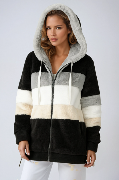 Przytulna Zimowa Bluza Polarowa z Kapturem i Zamkiem (Damska)