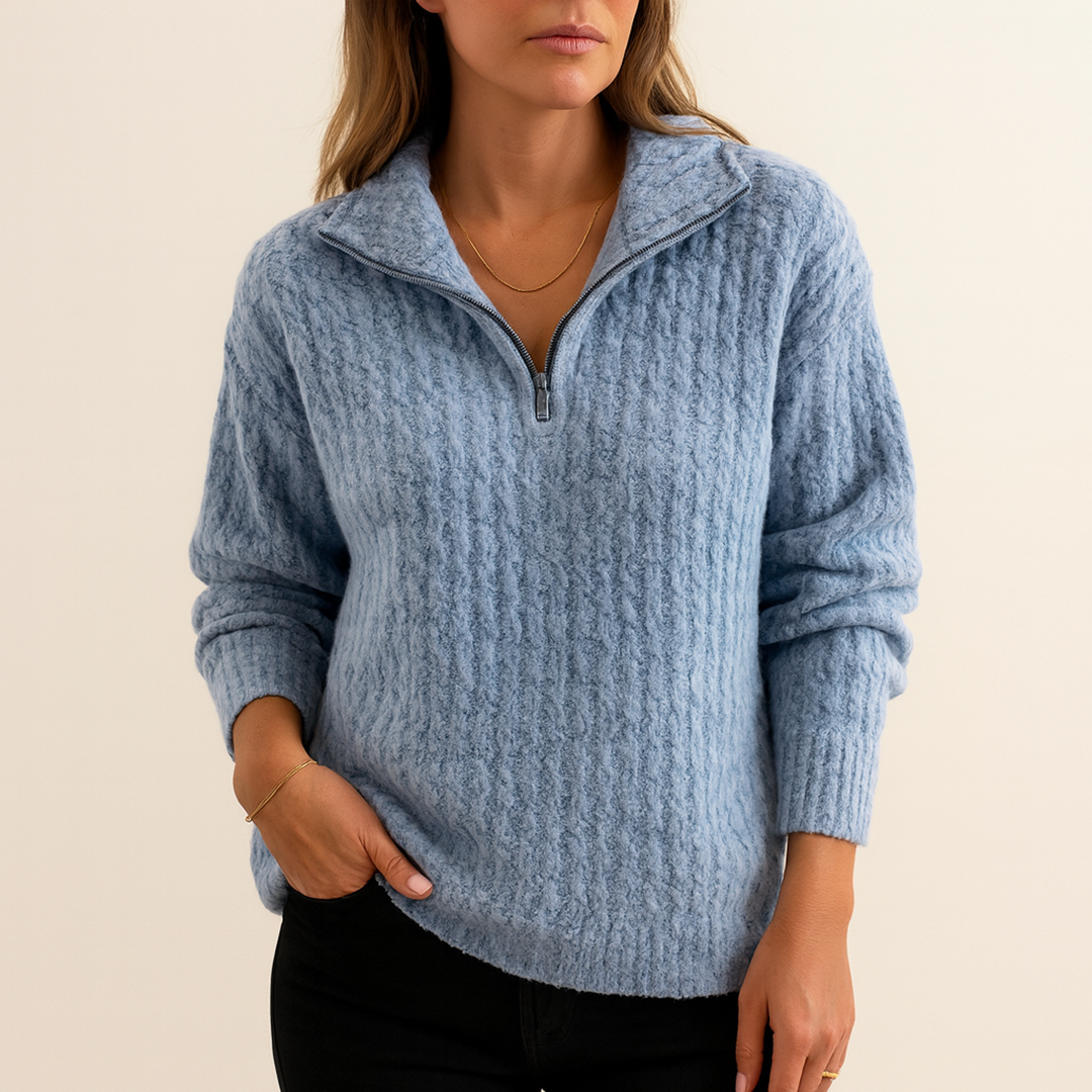 Zimowy Przytulny Sweter z Pół-Zamkiem (Damski)