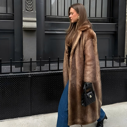 Zimowy Płaszcz Długi Elegancki Ciepły (Damski)