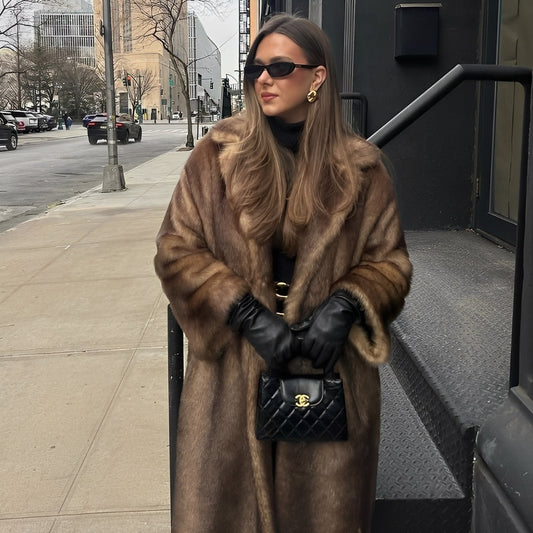 Zimowy Płaszcz Długi Elegancki Ciepły (Damski)