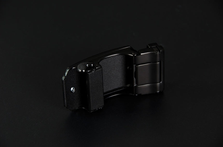 Black belt buckle on a black background