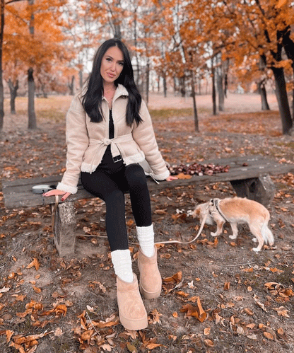 Ciepłe Camelowe Botki Zimowe (Damskie)