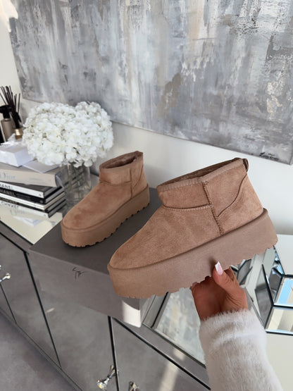 Ciepłe Camelowe Botki Zimowe (Damskie)