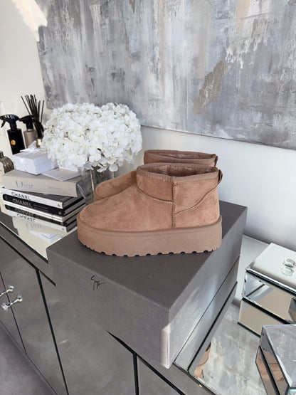 Ciepłe Camelowe Botki Zimowe (Damskie)