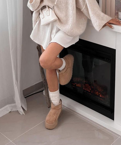 Ciepłe Camelowe Botki Zimowe (Damskie)